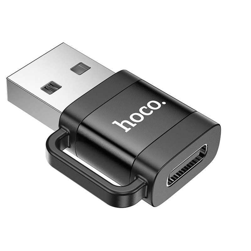 SPOTT-GR Hoco UA31D - Μετατροπέας USB-A (Αρσενικό) σε Type-C (Θηλυκό) 3A - Μαύρο