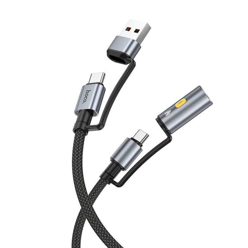 SPOTT-GR Hoco Καλώδιο All-in-one USB-A / Type-C σε Type-C / Cigarette lighter 3A 60W U138 1.2m - Μαύρο