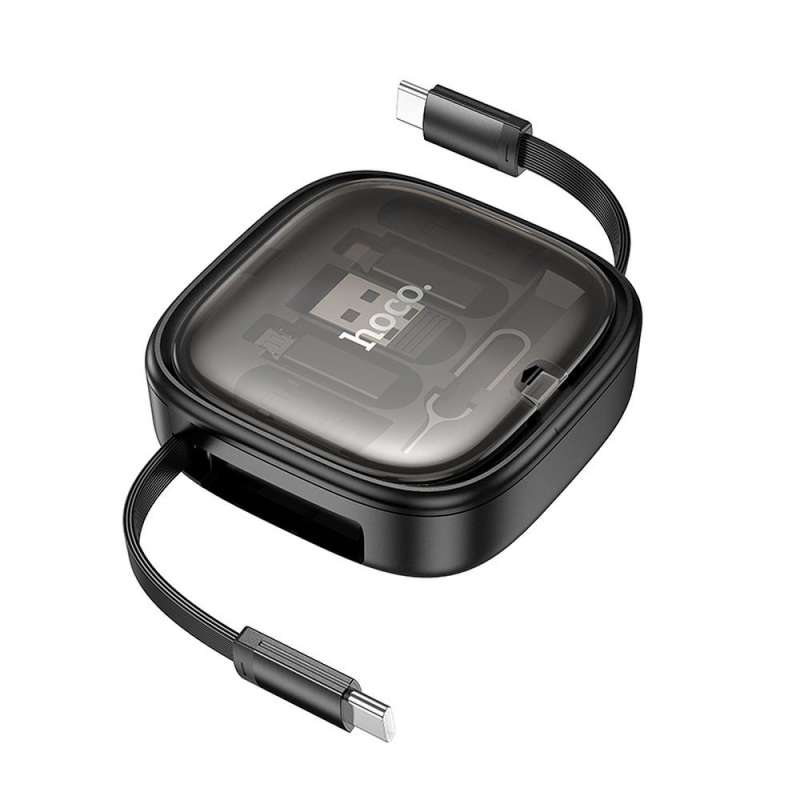 SPOTT-GR Hoco U140 - Αποσπώμενο Καλώδιο με Θηκάκι All-In-One (PD 3A 60W) 1m σε Μαύρο Χρώμα