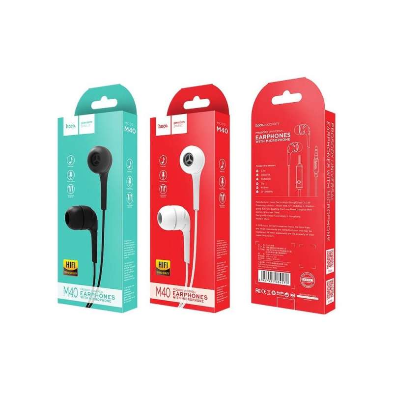 SPOTT-GR Hoco Ενσύρματα In-Ear Ακουστικά με Καρφί 3.5mm και Μικρόφωνο M40 - Μαύρα
