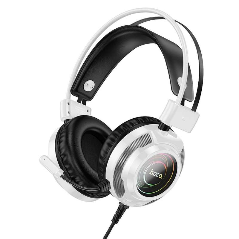 SPOTT-GR Hoco W110 - Ενσύρματα Gaming Ακουστικά με Υποδοχές USB-A και Καρφί 3.5mm με Μικρόφωνο 2m - Άσπρα