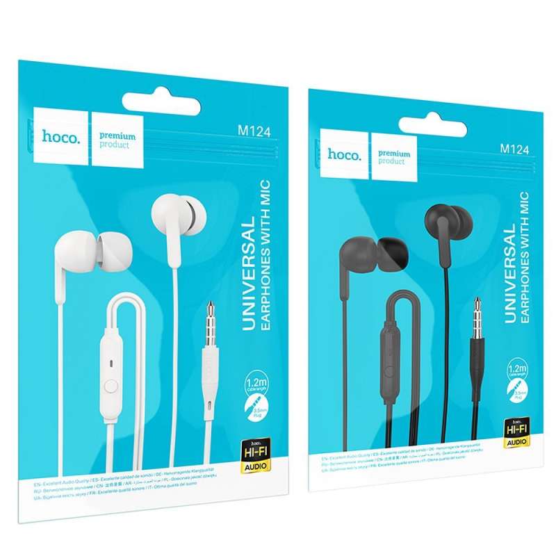 SPOTT-GR Hoco M124 - Ενσύρματα In-Ear Ακουστικά με Καρφί 3.5mm και Μικρόφωνο σε Άσπρο Xρώμα