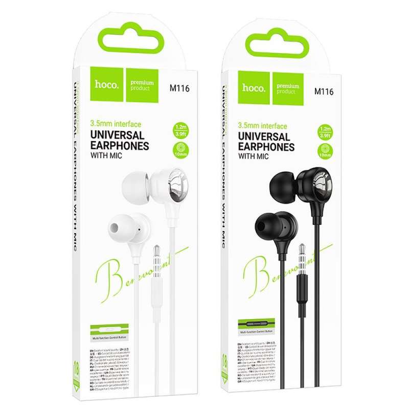 SPOTT-GR Hoco M116 - Ενσύρματα In-Ear Ακουστικά με Καρφί 3.5mm και Μικρόφωνο - Άσπρα