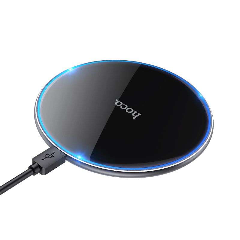 SPOTT-GR Hoco CW6 Pro - Ασύρματος Φορτιστής με Φωτισμό (2A 15W) σε Μαύρο Χρώμα