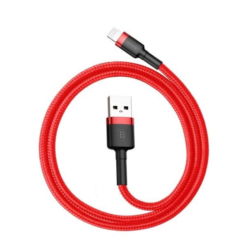 SPOTT-GR Baseus Cafule Braided Καλώδιο USB 2.0 USB-A σε Lightning 0.5m - Κόκκινο