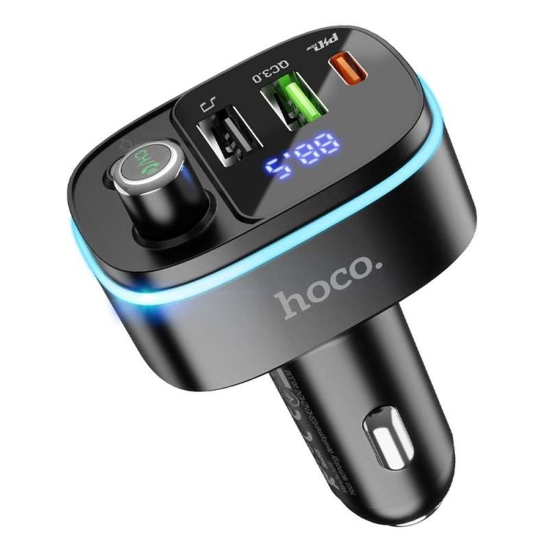 SPOTT-GR Hoco E62 - FM Transmiter Bluetooth  με Υποστήριξη Φόρτισης και Υποδοχές 2 x USB και 1 x Type-C 20W Quick Charge 3.0 - Μαύρο