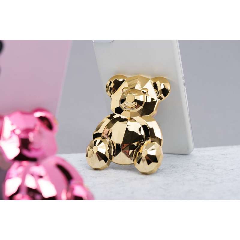 SPOTT-GR Phone Stand Bear - Αυτοκόλλητη Βάση Γραφείου για Κινητά σε Χρυσό Χρώμα