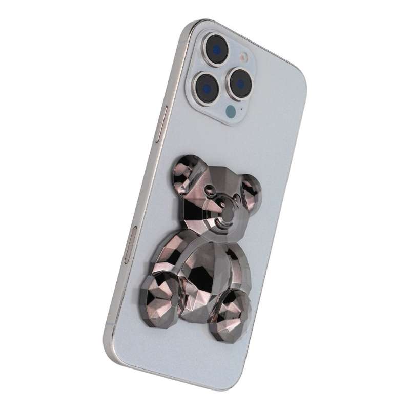 SPOTT-GR Phone Stand Bear - Αυτοκόλλητη Βάση Γραφείου για Κινητά σε Μαύρο Χρώμα