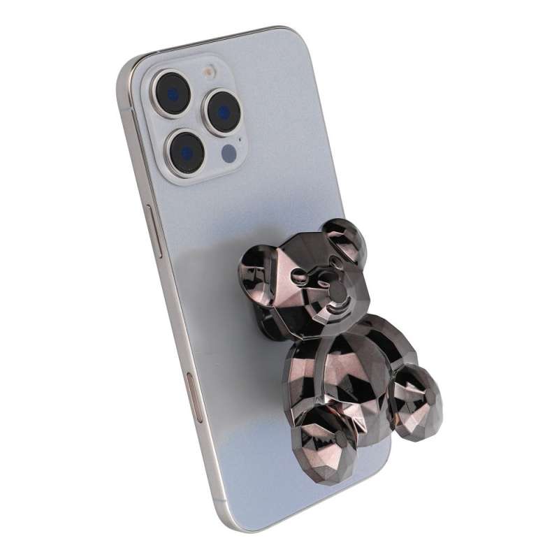 SPOTT-GR Phone Stand Bear - Αυτοκόλλητη Βάση Γραφείου για Κινητά σε Μαύρο Χρώμα