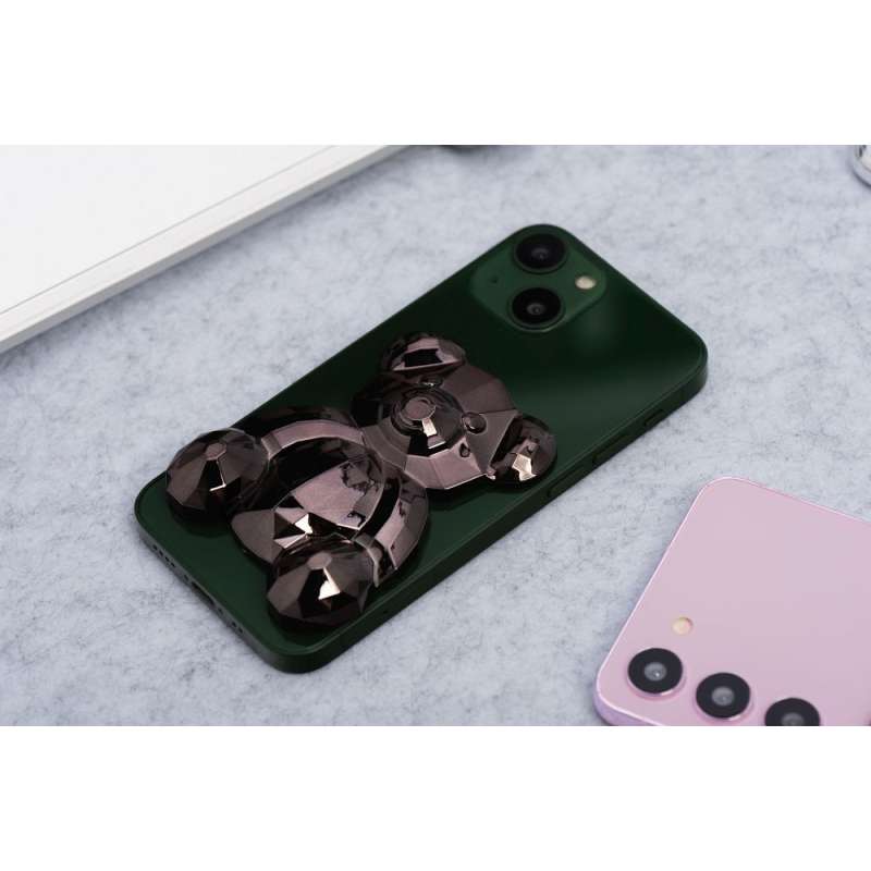 SPOTT-GR Phone Stand Bear - Αυτοκόλλητη Βάση Γραφείου για Κινητά σε Μαύρο Χρώμα