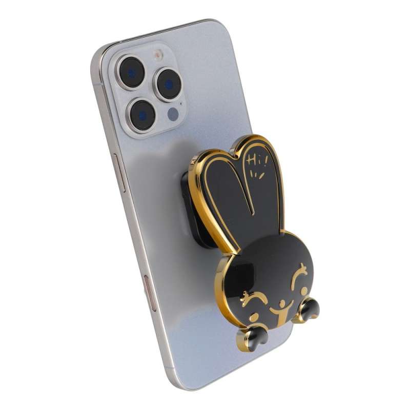 SPOTT-GR Phone Stand Rabbit - Αυτοκόλλητη Βάση Γραφείου για Κινητά σε Μαύρο Χρώμα