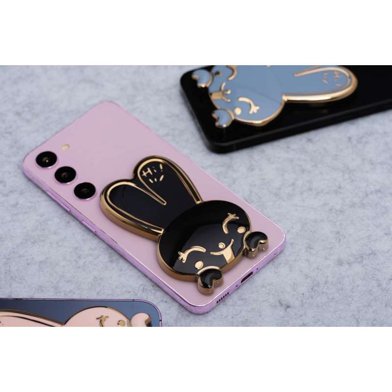 SPOTT-GR Phone Stand Rabbit - Αυτοκόλλητη Βάση Γραφείου για Κινητά σε Μαύρο Χρώμα