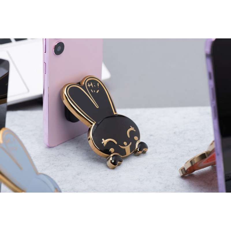 SPOTT-GR Phone Stand Rabbit - Αυτοκόλλητη Βάση Γραφείου για Κινητά σε Μαύρο Χρώμα
