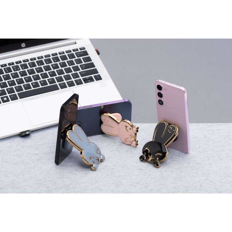 SPOTT-GR Phone Stand Rabbit - Αυτοκόλλητη Βάση Γραφείου για Κινητά σε Ροζ Xρώμα