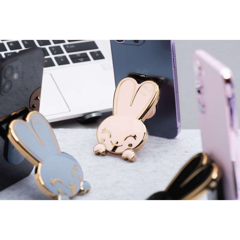 SPOTT-GR Phone Stand Rabbit - Αυτοκόλλητη Βάση Γραφείου για Κινητά σε Ροζ Xρώμα