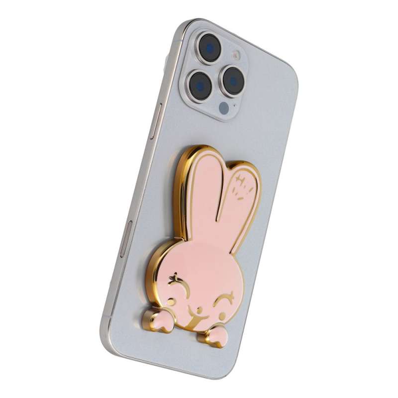 SPOTT-GR Phone Stand Rabbit - Αυτοκόλλητη Βάση Γραφείου για Κινητά σε Ροζ Xρώμα