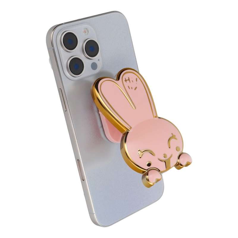 SPOTT-GR Phone Stand Rabbit - Αυτοκόλλητη Βάση Γραφείου για Κινητά σε Ροζ Xρώμα