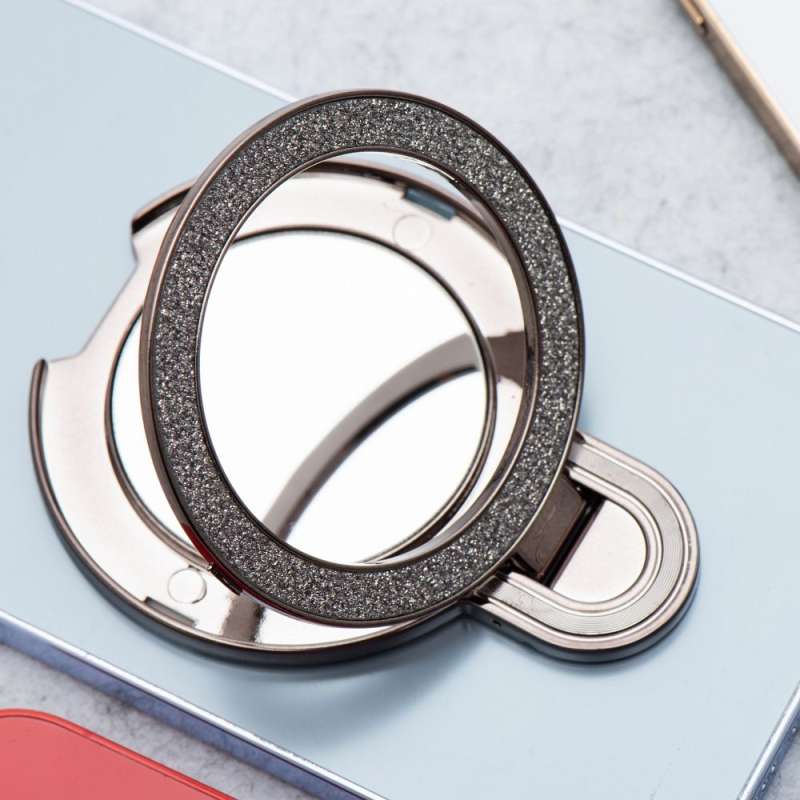 SPOTT-GR Circle Mirror - Αυτοκόλλητη Βάση Κινητού με Καθρεπτάκι σε Μαύρο Χρώμα