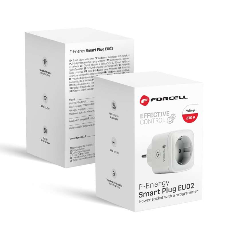 SPOTT-GR Forcell F-Energy EU02 Smart Plug - Έξυπνη Πρίζα με WiFi και Alexa Smart Home - Άσπρη