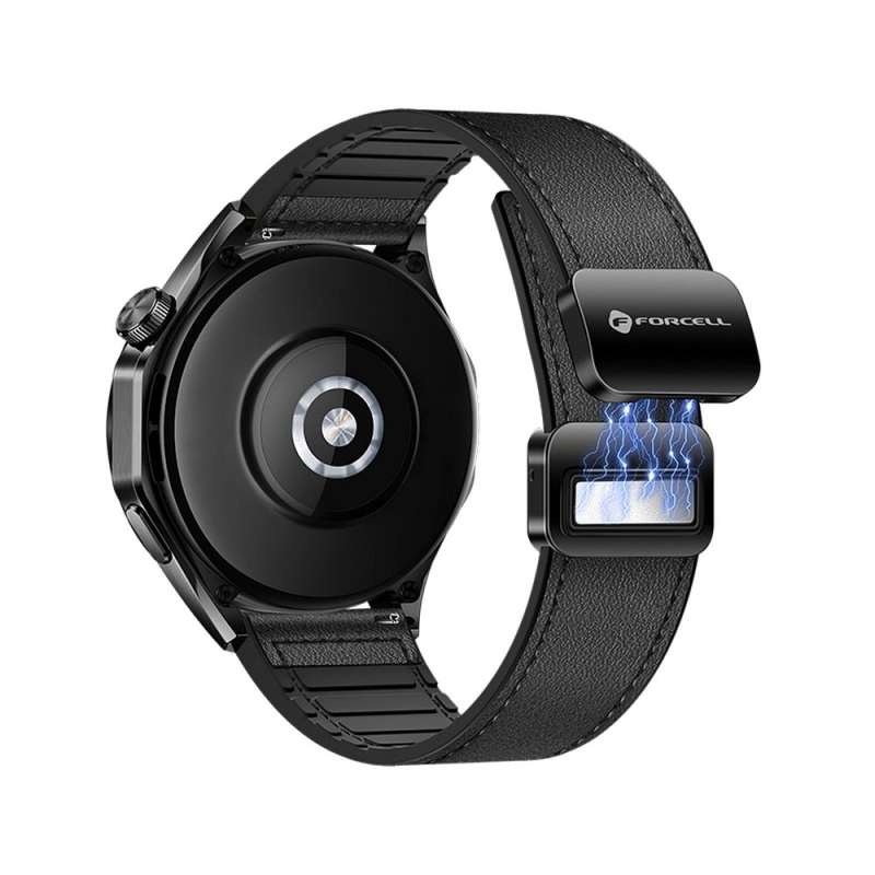 SPOTT-GR Forcell F-Design FS20 - Δερμάτινο Λουράκι (Eco Leather) για Samsung Galaxy Watch (Πλάτος Λουριού 20mm) - Μαύρο