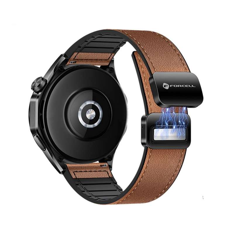 SPOTT-GR Forcell F-Design FS20 - Δερμάτινο Λουράκι (Eco Leather) για Samsung Galaxy Watch (Πλάτος Λουριού 20mm) - Καφέ