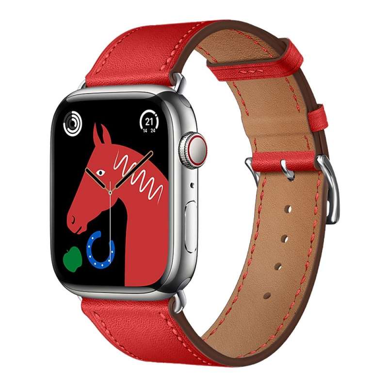 SPOTT-GR Forcell F-Design FA20 - Δερμάτινο Λουράκι (Eco Leather) για Apple Watch 42 / 44 / 45 / 49 mm - Κόκκινο