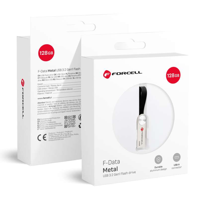 SPOTT-GR Forcell F-Data Metal - Στικάκι USB 128GB USB3.2 Gen 1 (USB-A) - Ασημί