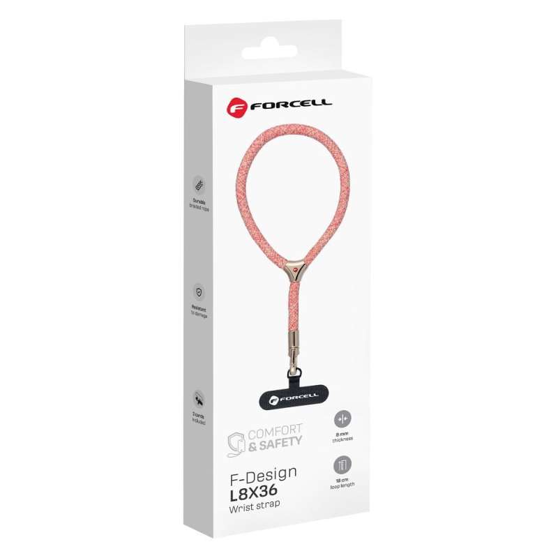 SPOTT-GR Forcell F-Design L8X36 - Λουράκι Καρπού για Θήκες Κινητών με Ρυθμιζόμενο Μήκος (Μέγιστη Θηλιά 18 εκατοστά) - Ροζ