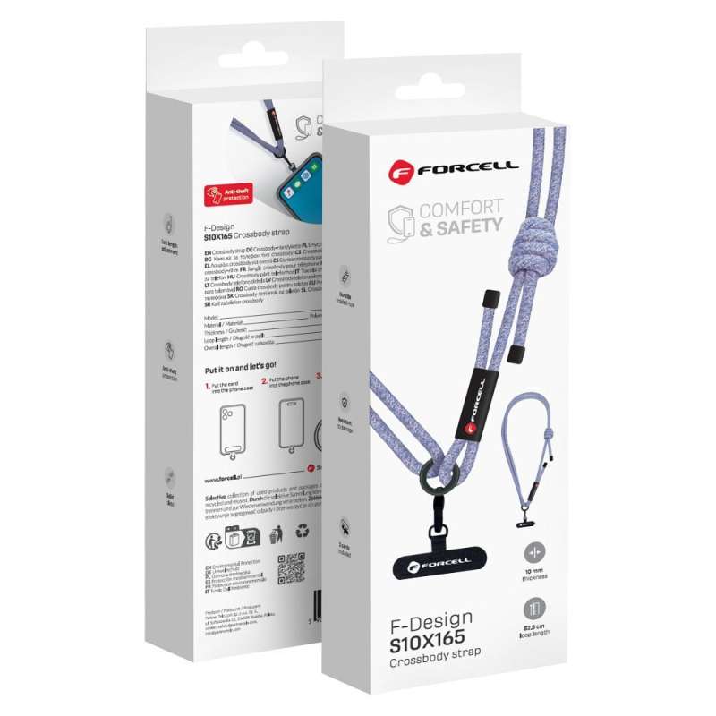 SPOTT-GR Forcell F-Design S100X165 - Λουράκι για Θήκη Κινητού με Ρυθμιζόμενο Μήκος (Μέγιστη Θηλιά 82.5 εκατοστά) - Μωβ