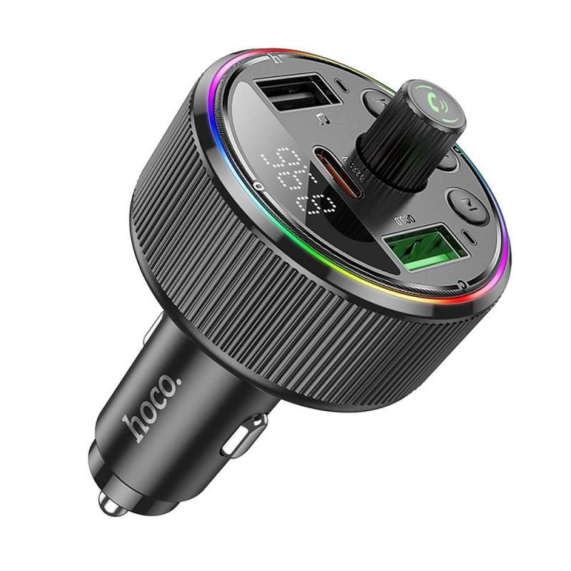 SPOTT-GR Hoco E82 - Bluetooth FM Transmitter με Φορτιστή και Υποδοχές 2 x USB-A και 1 x Type-C (PD QC 3.0) 30W - Μαύρο