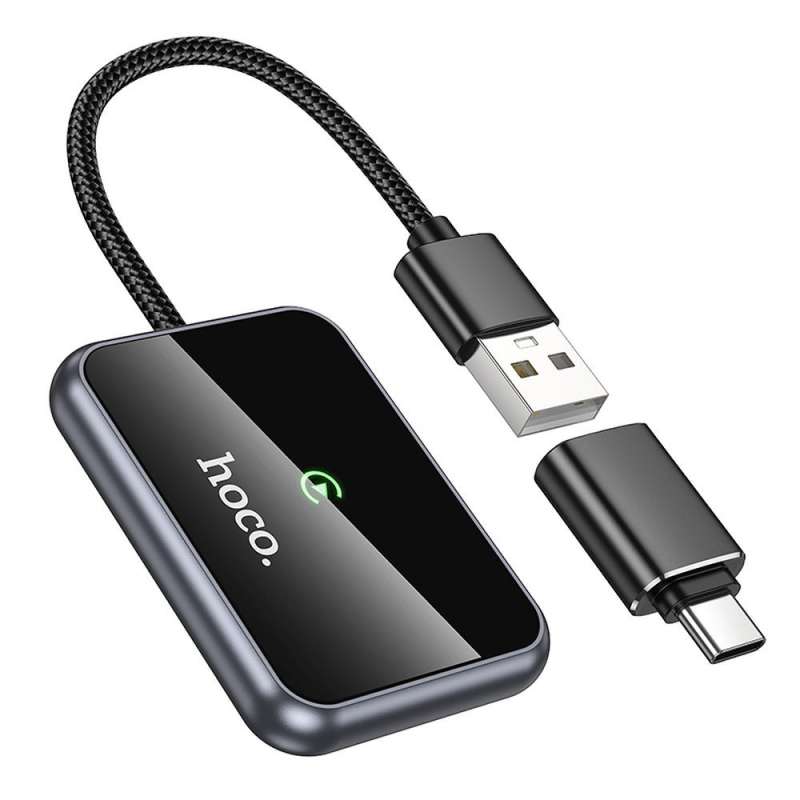 SPOTT-GR Hoco HU1 Way - Ασύρματος Αντάπτορας USB-A / Type-C Συμβατός με Apple CarPlay - Μαύρο