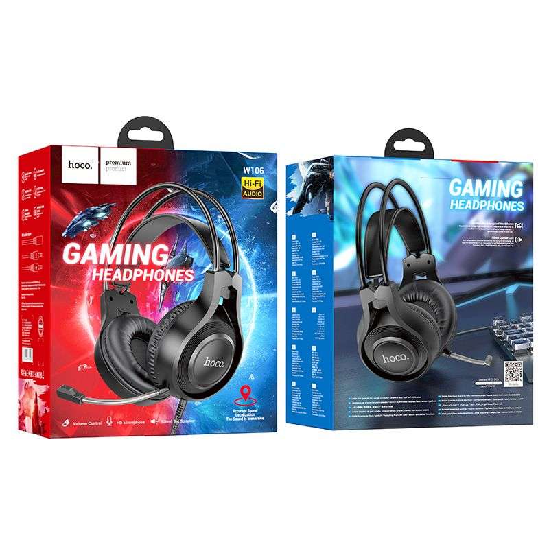 SPOTT-GR Hoco W106 - Ενσύρματα Gaming Ακουστικά με Καρφί 3.5mm και Μικρόφωνο - Μαύρο