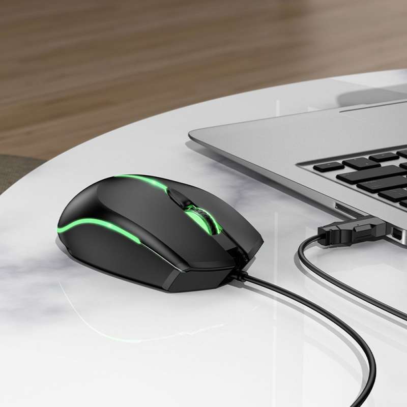 SPOTT-GR Hoco GM37 - Ενσύρματο Gaming Ποντίκι USB-A 2400dpi σε Μαύρο Χρώμα