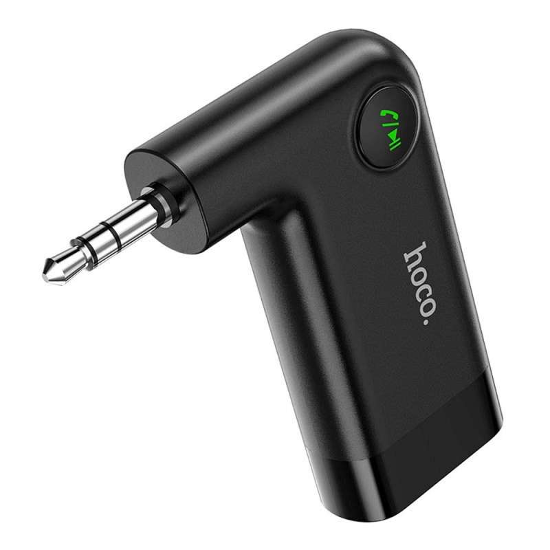 SPOTT-GR Hoco E53 - Φορητός Δέκτης Bluetooth με Καρφί Jack 3.5mm για Σύνδεση σε AUX - Μαύρος