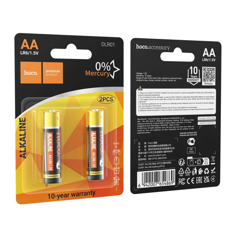 SPOTT-GR Hoco DLR01 R6 - Αλκαλικές Μπαταρίες (AA) 1.5V (Σετ 2 τμχ)