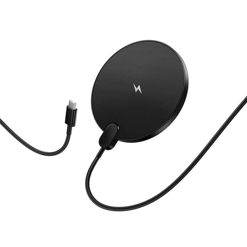 SPOTT-GR Hoco CW62 - Ασύρματος Φορτιστής 15W με Καλώδιο Type-C - Μαύρος