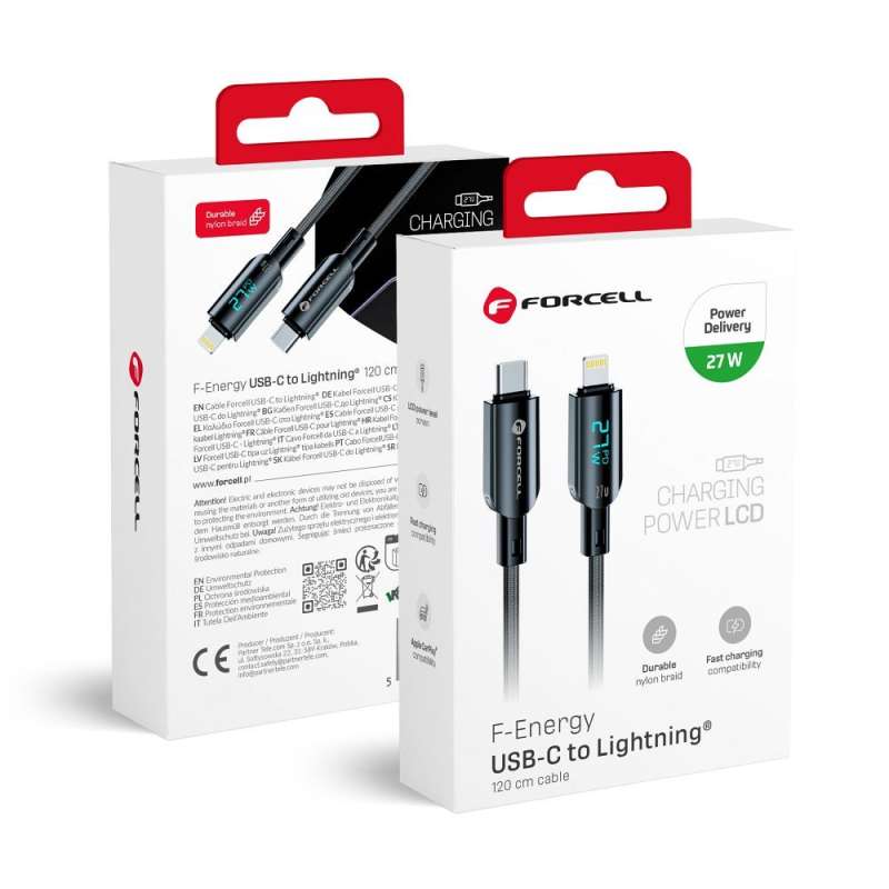 SPOTT-GR Forcell F-Energy C276 Digital - Καλώδιο Type-C σε Lightning PD 3A 27W 1.2m - Μαύρο