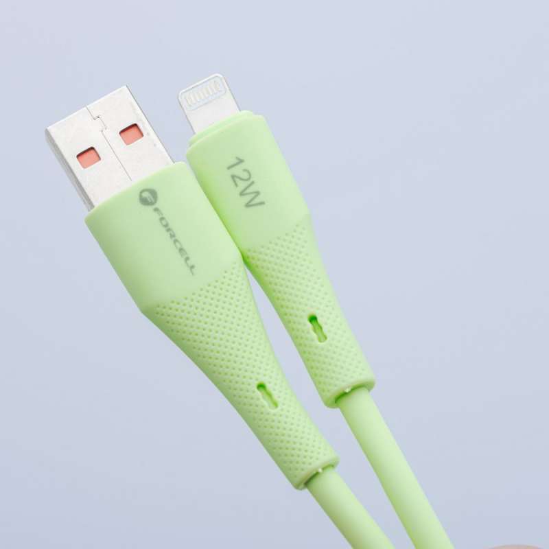 SPOTT-GR Forcell F-Energy C341 Silicone - Καλώδιο USB-A σε Micro USB Quick Charge 3.0 2.4A 18W 1m - Πράσινο