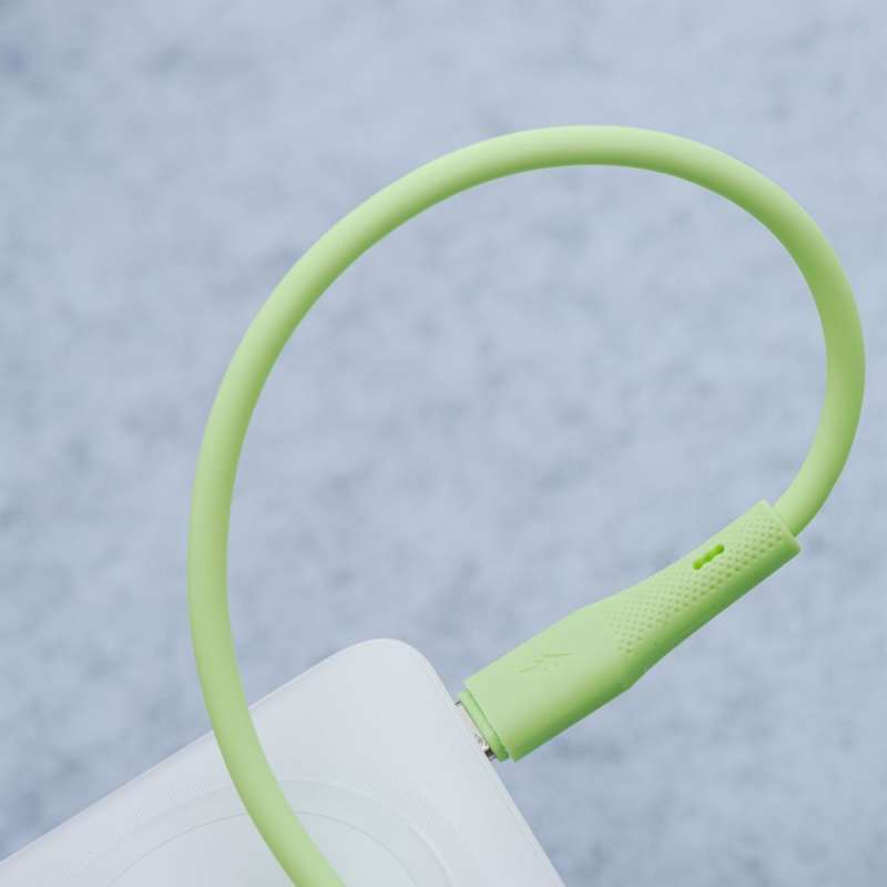 SPOTT-GR Forcell F-Energy C341 Silicone - Καλώδιο USB-A σε Micro USB Quick Charge 3.0 2.4A 18W 1m - Πράσινο