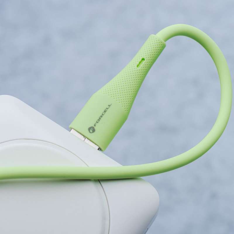 SPOTT-GR Forcell F-Energy C341 Silicone - Καλώδιο USB-A σε Micro USB Quick Charge 3.0 2.4A 18W 1m - Πράσινο