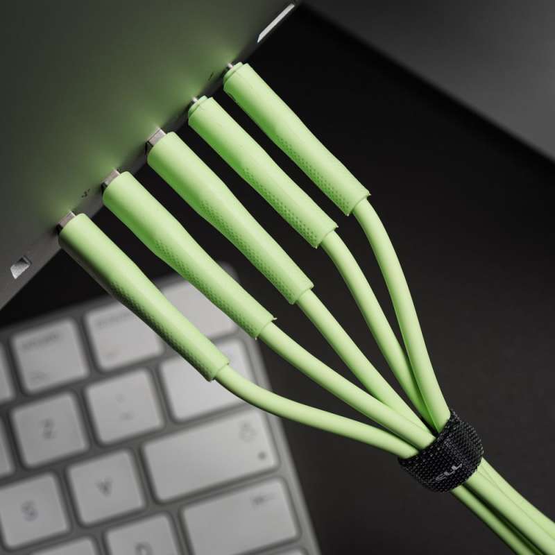 SPOTT-GR Forcell F-Energy C341 Silicone - Καλώδιο USB-A σε Micro USB Quick Charge 3.0 2.4A 18W 1m - Πράσινο