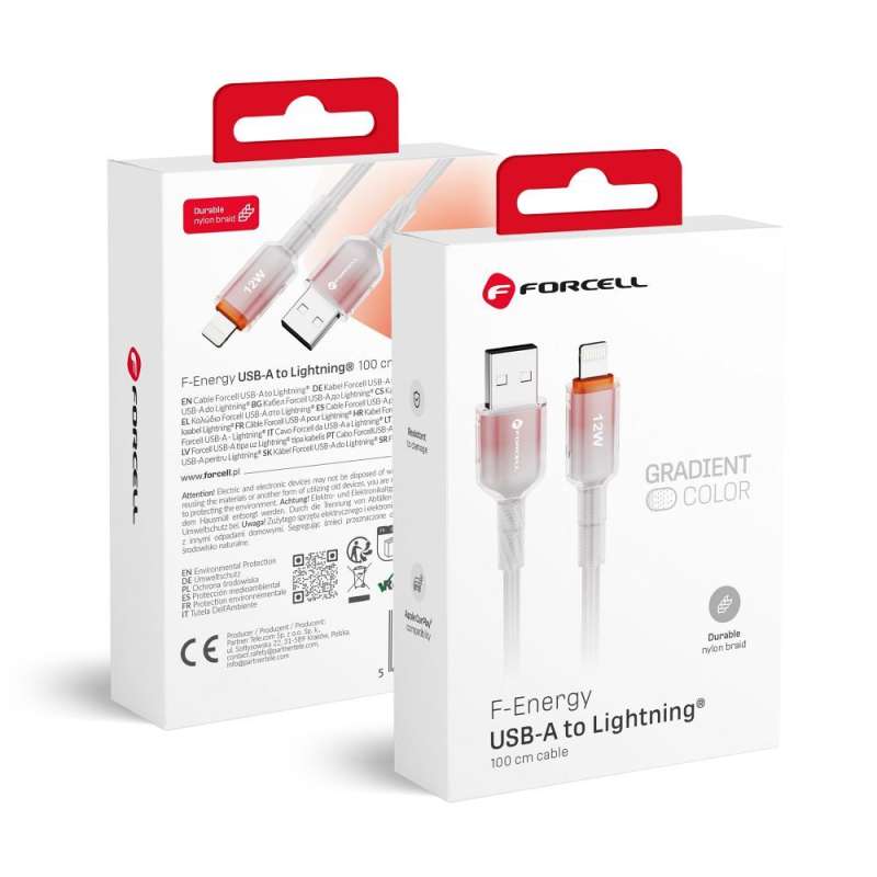 SPOTT-GR Forcell F-Energy C353 Gradient - Καλώδιο USB-A σε Lightning 2.4A 12W 1m - Άσπρο
