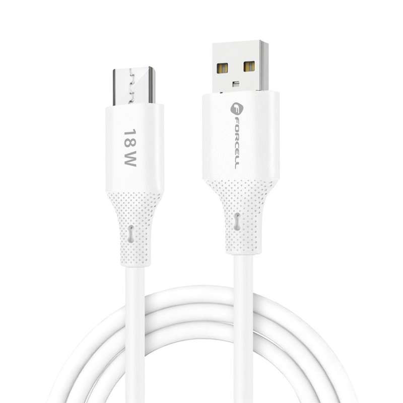 SPOTT-GR Forcell F-Energy C341 Silicone - Καλώδιο USB-A σε Micro USB Quick Charge 3.0 2.4A 18W 1m - Άσπρο