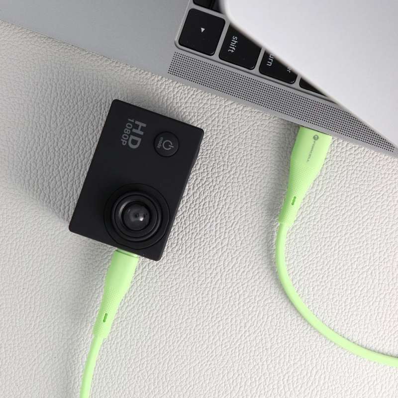 SPOTT-GR Forcell F-Energy C341 Silicone - Καλώδιο USB-A σε Micro USB Quick Charge 3.0 2.4A 18W 1m - Πράσινο