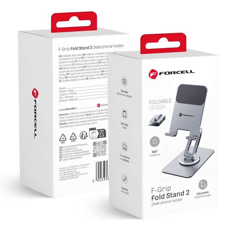 SPOTT-GR Forcell F-Grip Fold Stand 2 360 Βάση Γραφείου - Γκρι