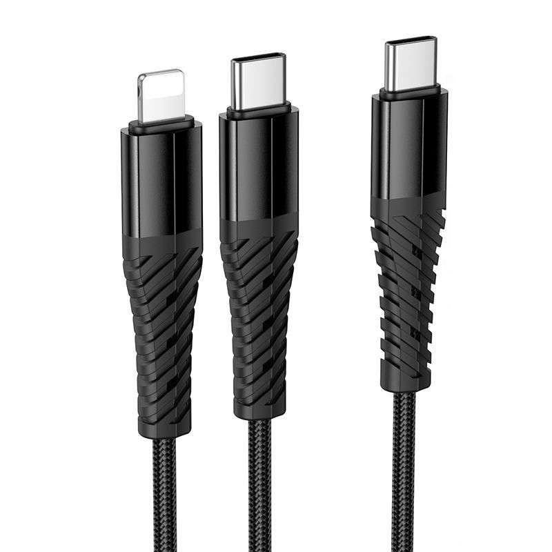 SPOTT-GR Hoco X123 - Καλώδιο Type-C σε Type-C / Lightning 1m σε Μαύρο Χρώμα