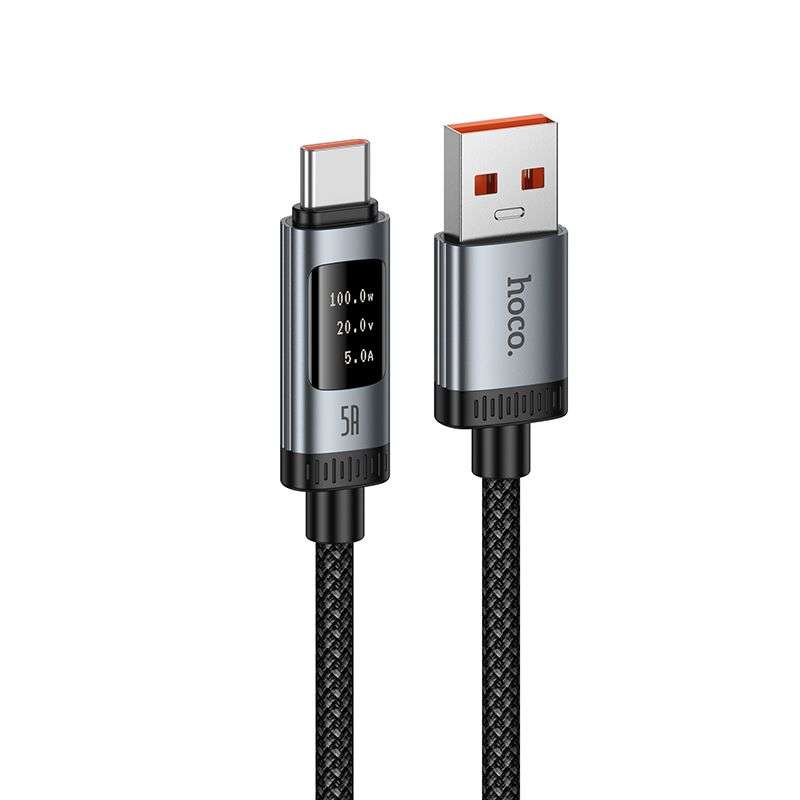 SPOTT-GR Hoco U148 - Καλώδιο USB-A σε Type-C PD 6A 240W 1.2m με LED Οθόνη - Μαύρο