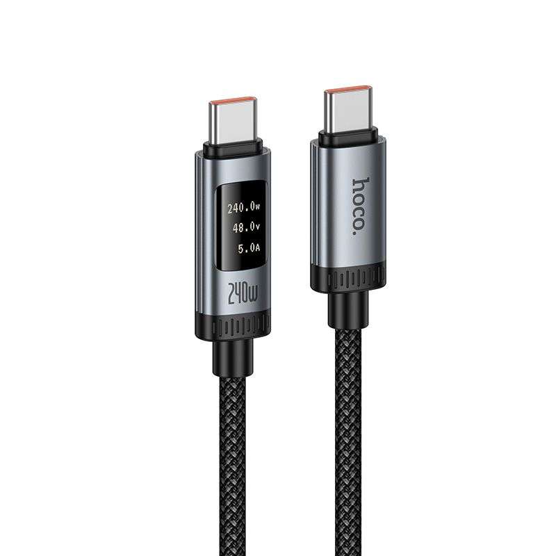 SPOTT-GR Hoco U148 - Καλώδιο USB-A σε Type-C PD 6A 100W 1.2m με LED Οθόνη - Μαύρο