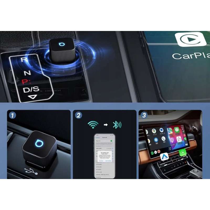 SPOTT-GR Ottocast Mini Cube T2 - USB Αντάπτορας CarPlay / Android Auto σε Μαύρο Χρώμα