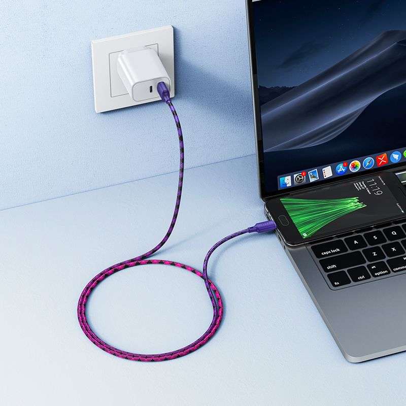 SPOTT-GR Hoco X116 - Καλώδιο USB-A σε Micro USB 2.4A 1m - Μωβ